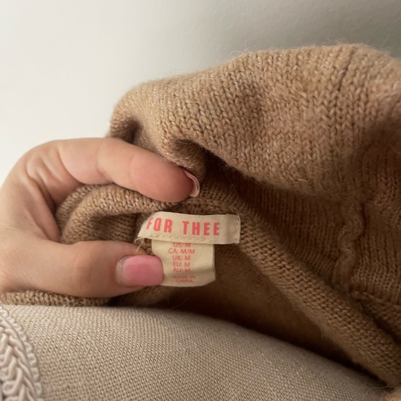 For Thee Tan Versatile Cowl Neck or Off the Shoulder Sweater - Picture 5 of 5